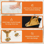 Vanity Stool Chair with Storage, Ottoman Faux Fur Soft Padded Makeup Footstools Seat with 4 Metal Legs Anti-Slip Adjustable Feet