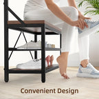 Industrial Storage Shoe Bench, 72 Mudroom Hall Tree with 8 Hanging Hooks