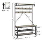 Industrial Storage Shoe Bench, 72 Mudroom Hall Tree with 8 Hanging Hooks