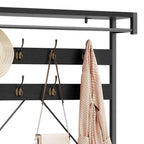 Industrial Storage Shoe Bench, 72 Mudroom Hall Tree with 8 Hanging Hooks