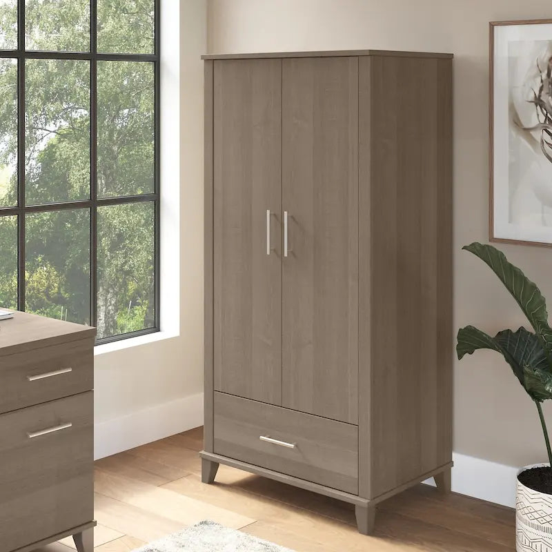 Tall Storage Cabinet with Doors and Drawer