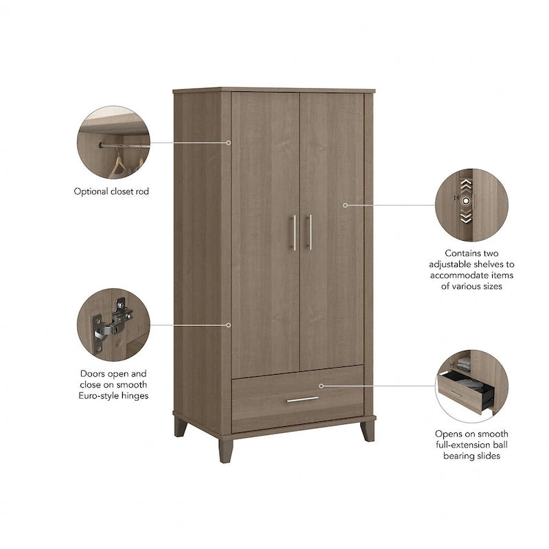 Tall Storage Cabinet with Doors and Drawer