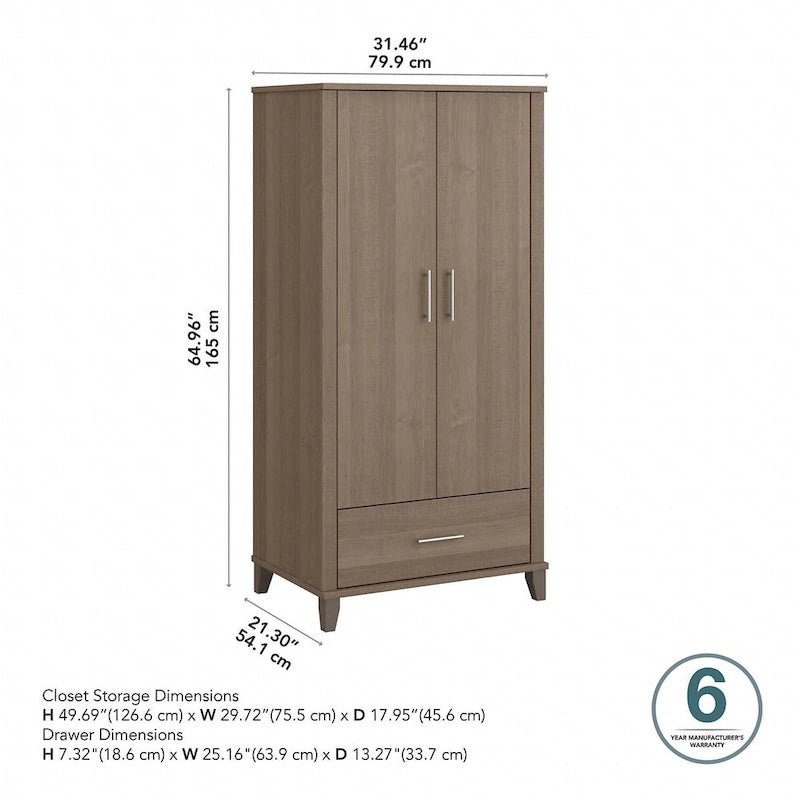 Tall Storage Cabinet with Doors and Drawer