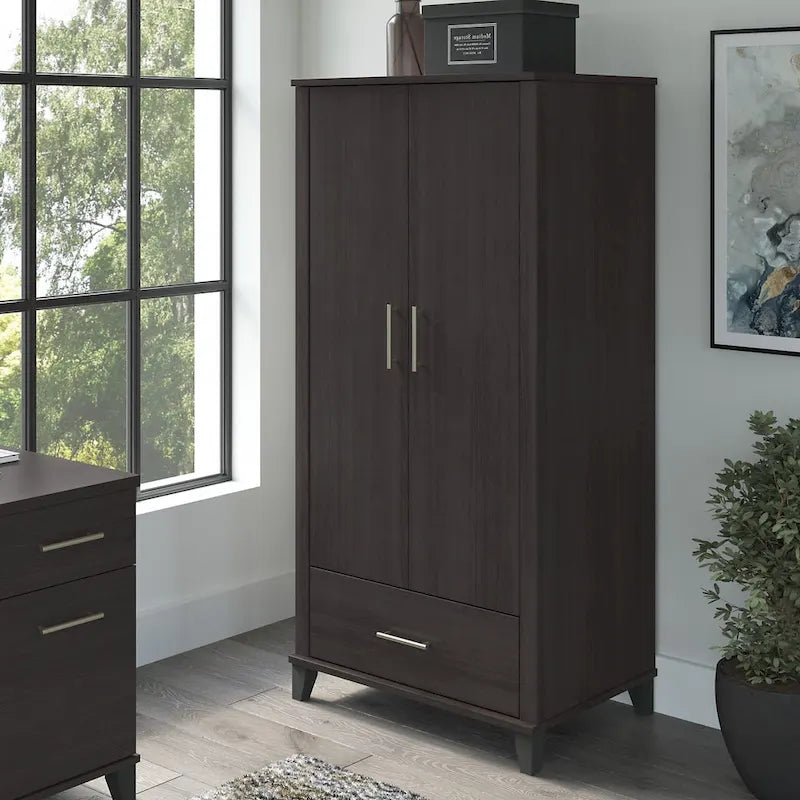 Tall Storage Cabinet with Doors and Drawer