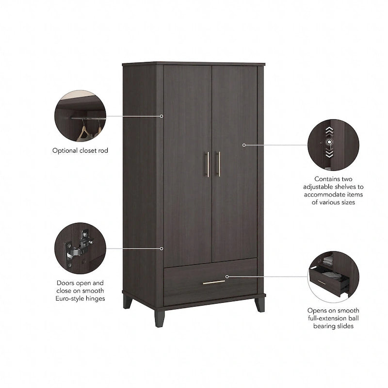 Tall Storage Cabinet with Doors and Drawer