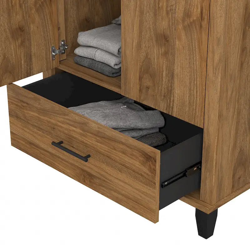 Tall Storage Cabinet with Doors and Drawer