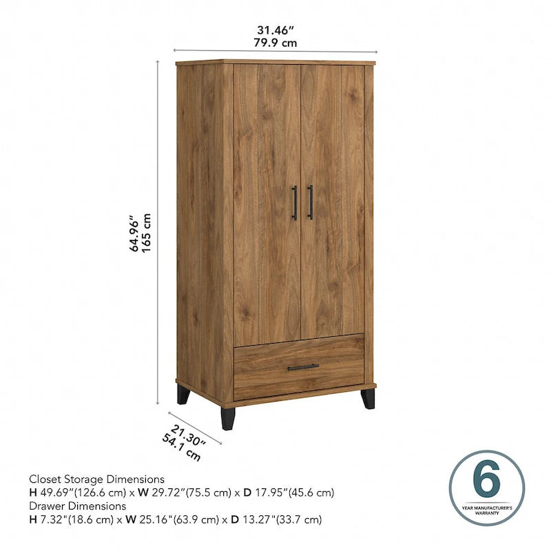 Tall Storage Cabinet with Doors and Drawer