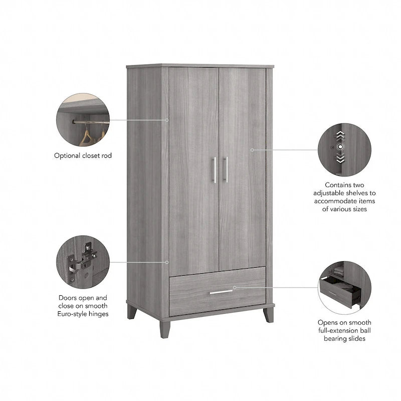 Tall Storage Cabinet with Doors and Drawer