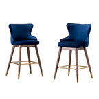 Modern Fabric Bar Stools with Foam-Padded Backrest Seat, Solid Wood Legs, for Kitchen Island Dining Room Living Room