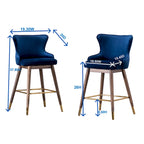 Modern Fabric Bar Stools with Foam-Padded Backrest Seat, Solid Wood Legs, for Kitchen Island Dining Room Living Room