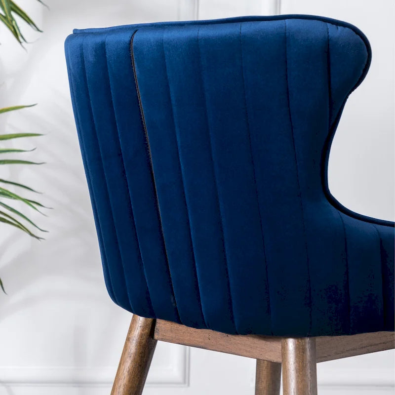 Modern Fabric Bar Stools with Foam-Padded Backrest Seat, Solid Wood Legs, for Kitchen Island Dining Room Living Room