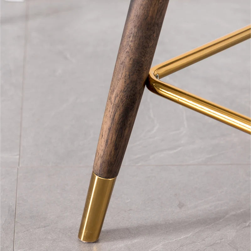 Modern Fabric Bar Stools with Foam-Padded Backrest Seat, Solid Wood Legs, for Kitchen Island Dining Room Living Room