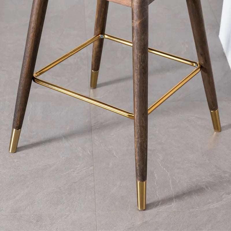 Modern Fabric Bar Stools with Foam-Padded Backrest Seat, Solid Wood Legs, for Kitchen Island Dining Room Living Room