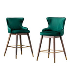 Modern Fabric Bar Stools with Foam-Padded Backrest Seat, Solid Wood Legs, for Kitchen Island Dining Room Living Room