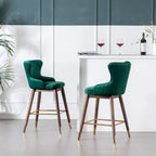Modern Fabric Bar Stools with Foam-Padded Backrest Seat, Solid Wood Legs, for Kitchen Island Dining Room Living Room