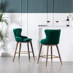 Modern Fabric Bar Stools with Foam-Padded Backrest Seat, Solid Wood Legs, for Kitchen Island Dining Room Living Room