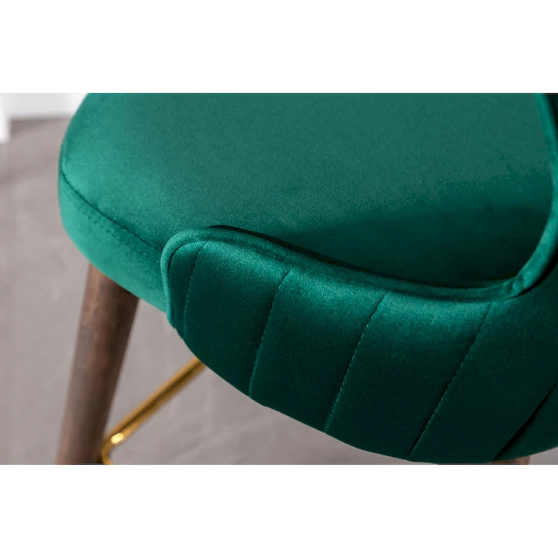 Modern Fabric Bar Stools with Foam-Padded Backrest Seat, Solid Wood Legs, for Kitchen Island Dining Room Living Room