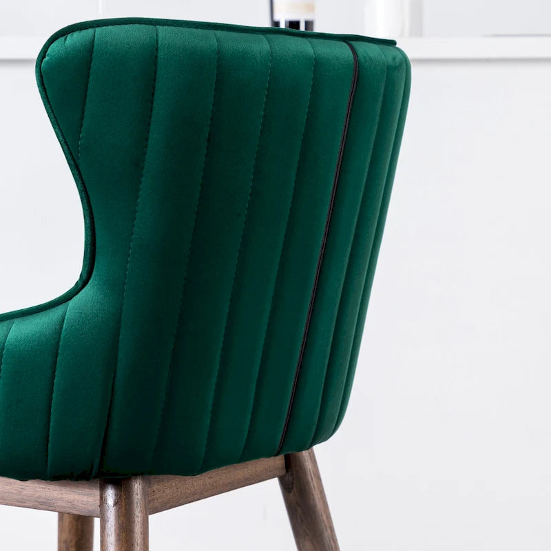 Modern Fabric Bar Stools with Foam-Padded Backrest Seat, Solid Wood Legs, for Kitchen Island Dining Room Living Room