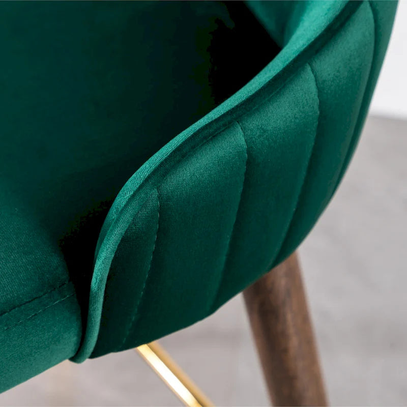 Modern Fabric Bar Stools with Foam-Padded Backrest Seat, Solid Wood Legs, for Kitchen Island Dining Room Living Room