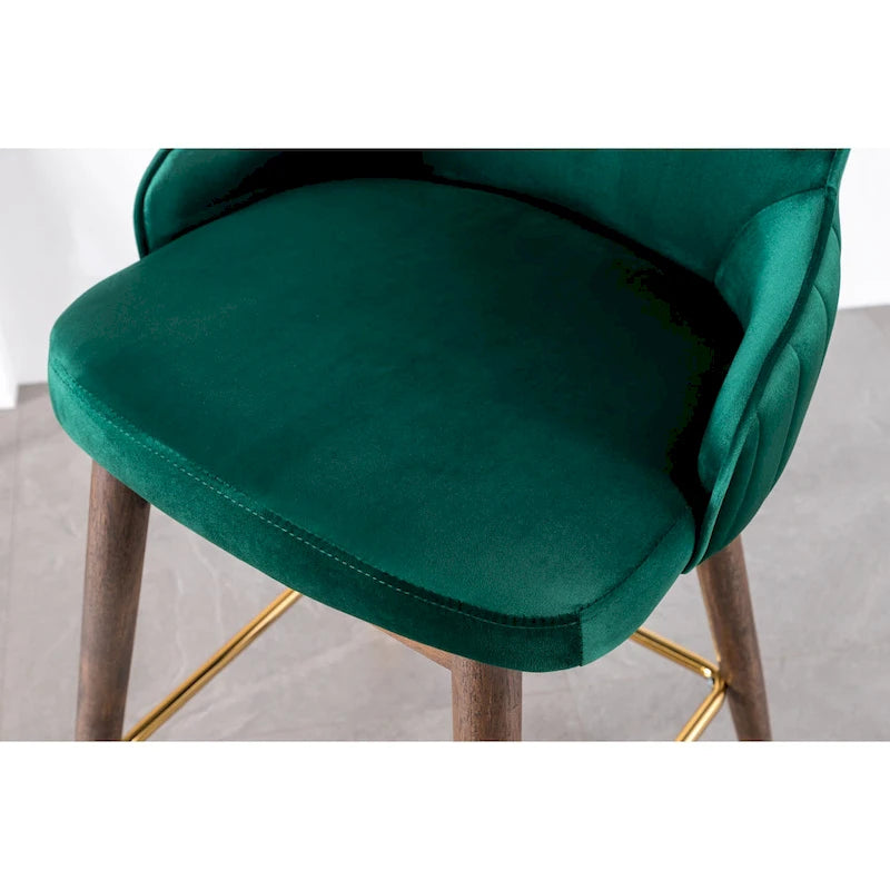 Modern Fabric Bar Stools with Foam-Padded Backrest Seat, Solid Wood Legs, for Kitchen Island Dining Room Living Room