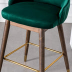 Modern Fabric Bar Stools with Foam-Padded Backrest Seat, Solid Wood Legs, for Kitchen Island Dining Room Living Room