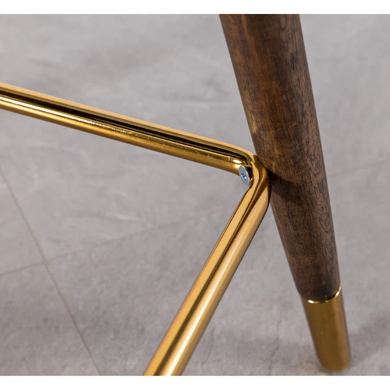 Modern Fabric Bar Stools with Foam-Padded Backrest Seat, Solid Wood Legs, for Kitchen Island Dining Room Living Room