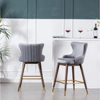 Modern Fabric Bar Stools with Foam-Padded Backrest Seat, Solid Wood Legs, for Kitchen Island Dining Room Living Room