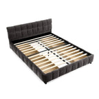 Queen Platform Bed with Chenille Fabric, Soft Headboard & Built-In Drawers