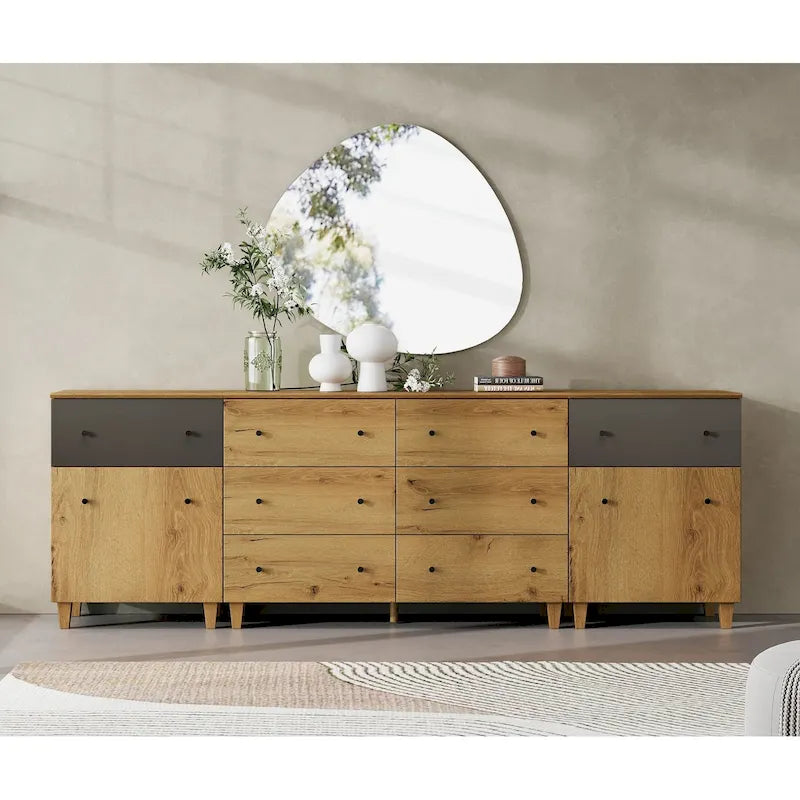 3-in-1 Dresser Chests with 8 Drawers and 2 Doors for Bedroom