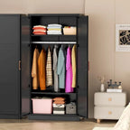 Modern Metal Lockable Wardrobe Armoire Storage Cabinet