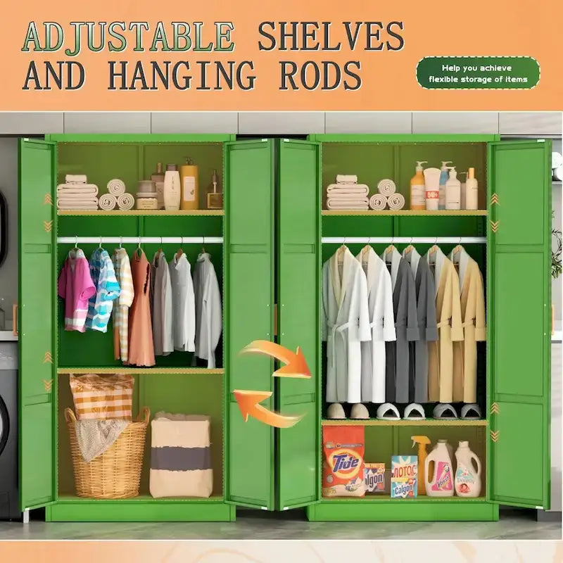 Modern Metal Lockable Wardrobe Armoire Storage Cabinet