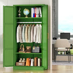 Modern Metal Lockable Wardrobe Armoire Storage Cabinet
