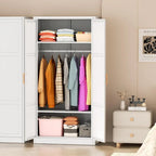 Modern Metal Lockable Wardrobe Armoire Storage Cabinet