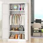 Modern Metal Lockable Wardrobe Armoire Storage Cabinet