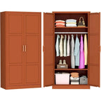 Modern Metal Lockable Wardrobe Armoire Storage Cabinet