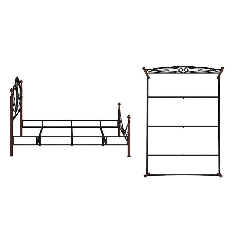 Graceful Scroll Bronze Metal Bed