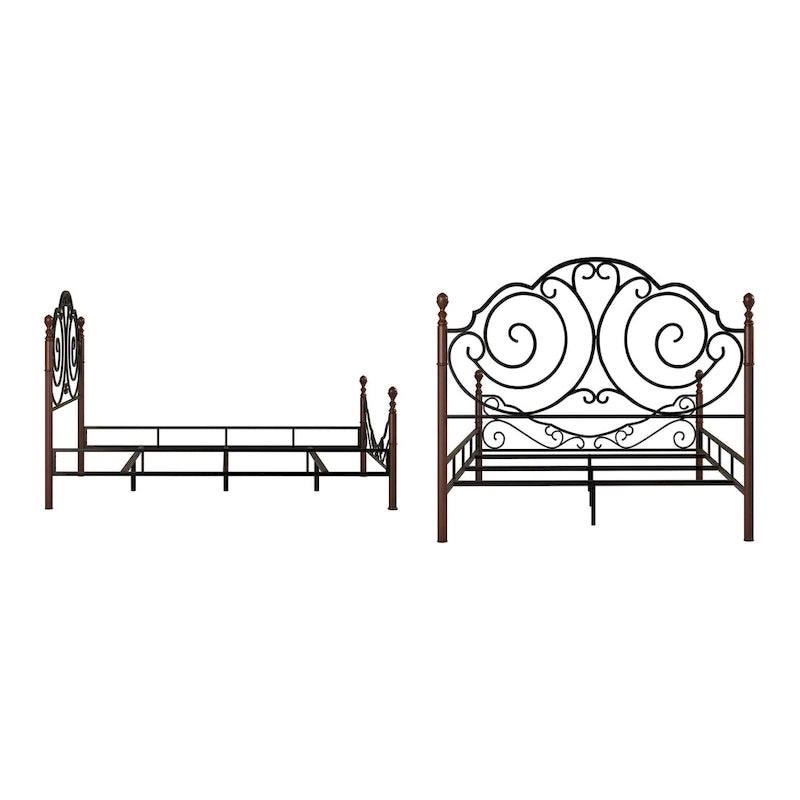 Graceful Scroll Bronze Metal Bed