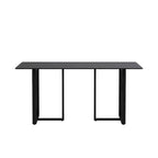 Black Modern 63L x 35W Rectangular Marble Dining Table with Steel Legs