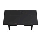 Black Modern 63L x 35W Rectangular Marble Dining Table with Steel Legs