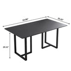 Black Modern 63L x 35W Rectangular Marble Dining Table with Steel Legs