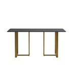Black Modern 63L x 35W Rectangular Marble Dining Table with Steel Legs