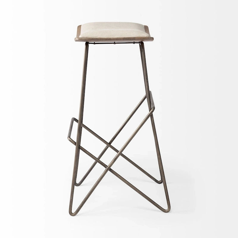 Cream Fabric Seat with Gold Metal Frame Counter Stool