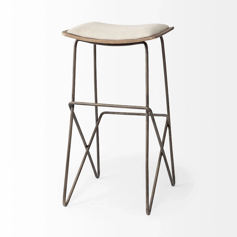 Cream Fabric Seat with Gold Metal Frame Counter Stool