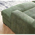Luxe Sleeper Sofa Corduroy Upholstery Double Chaise Design Convertible to Twin Size Bed