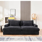 Luxe Sleeper Sofa Corduroy Upholstery Double Chaise Design Convertible to Twin Size Bed