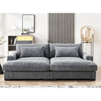 Luxe Sleeper Sofa Corduroy Upholstery Double Chaise Design Convertible to Twin Size Bed