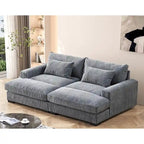 Luxe Sleeper Sofa Corduroy Upholstery Double Chaise Design Convertible to Twin Size Bed