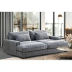 Luxe Sleeper Sofa Corduroy Upholstery Double Chaise Design Convertible to Twin Size Bed