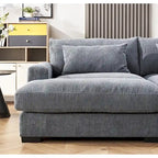 Luxe Sleeper Sofa Corduroy Upholstery Double Chaise Design Convertible to Twin Size Bed