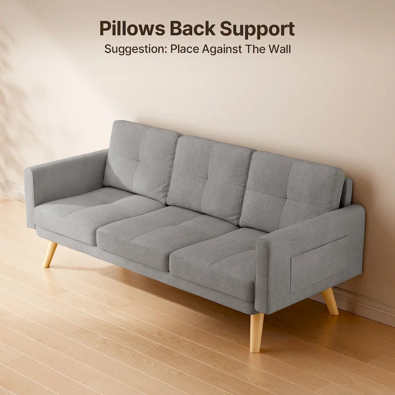 3 Seater Upholstered Living Room Sleeper Sofa, Recliner Sofa Bed with Backrest